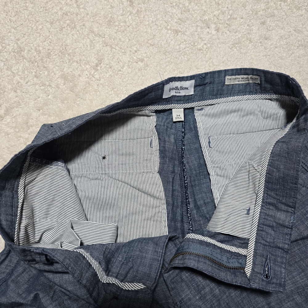 The Every Wear Short 9" Inseam Blue Flat Front Shorts with Refined Look Sz 34 - Picture 9 of 10